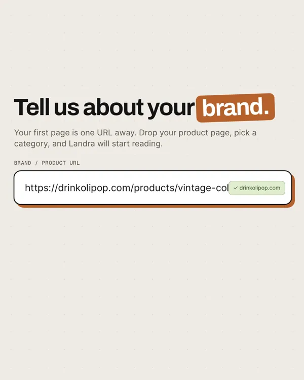 Landra's builder with the product link pasted in